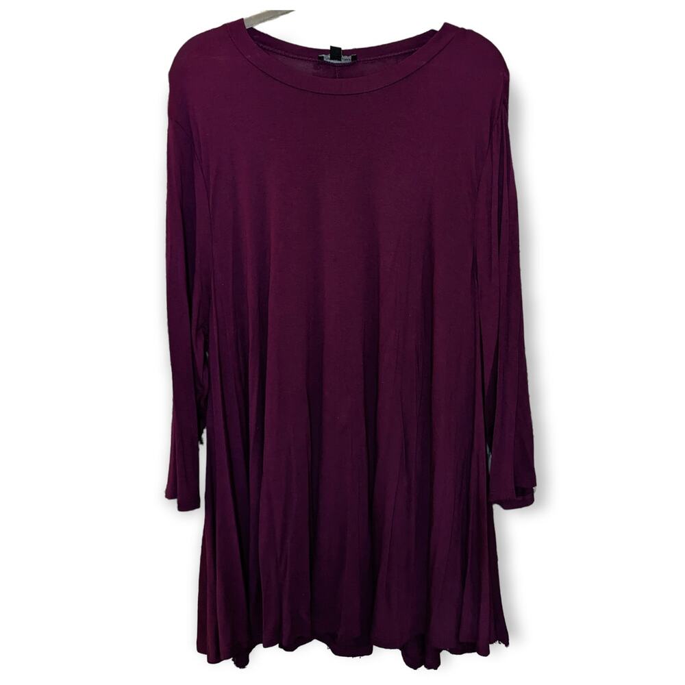 Lane Bryant Womens Plus Purple Long Sleeve Crew Neck Tunic Top Blouse 22/24